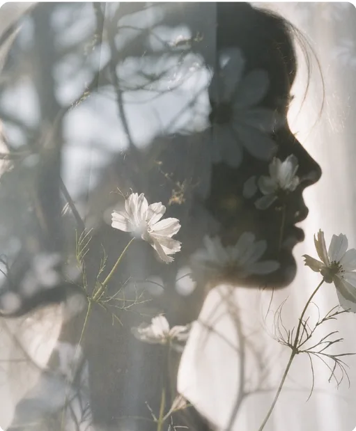 Psychology representation with flowers