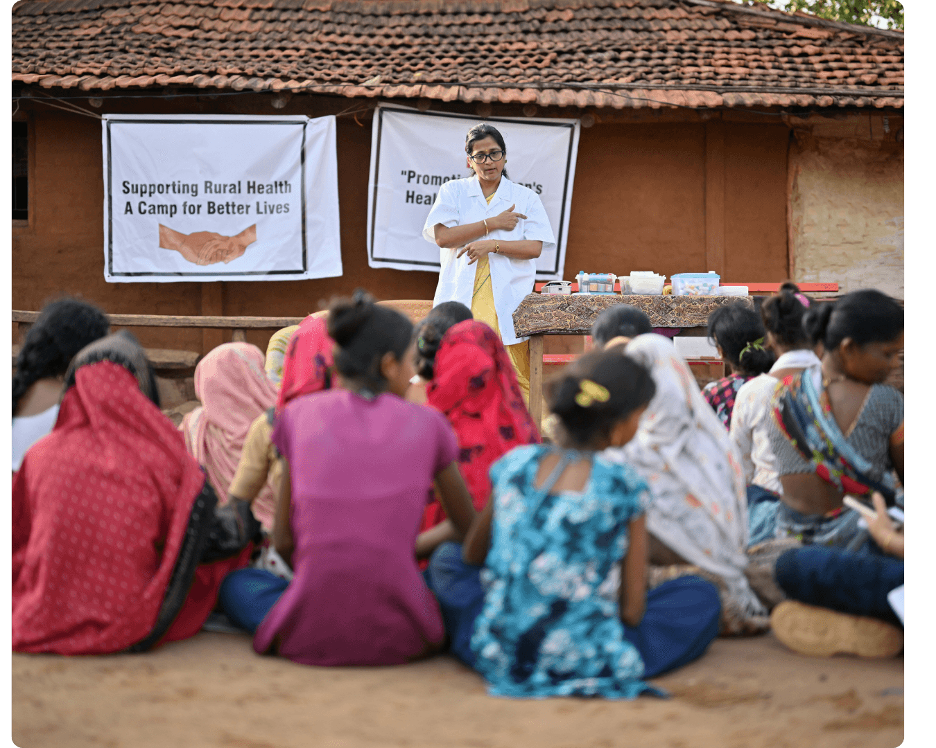 Community meeting in a rural village
